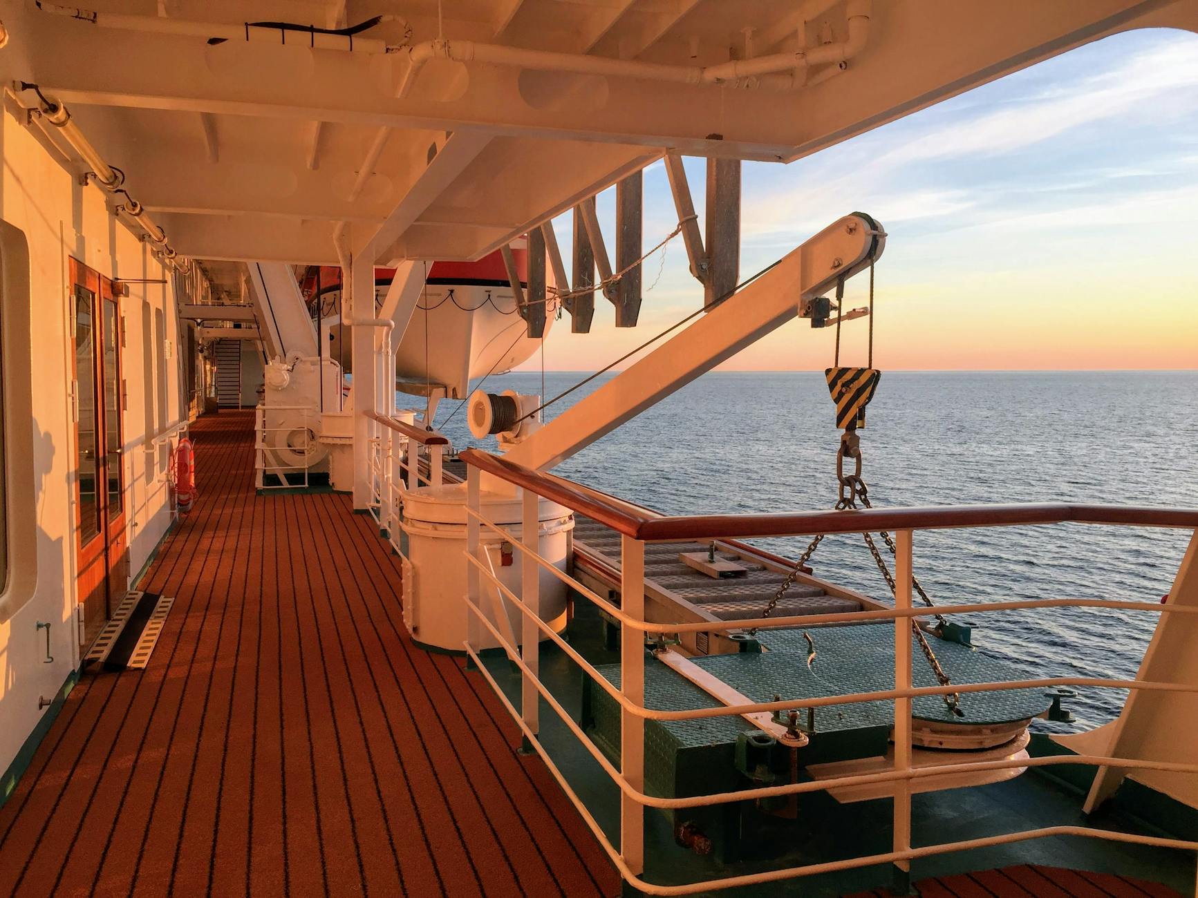 Cruise ship deck sunset