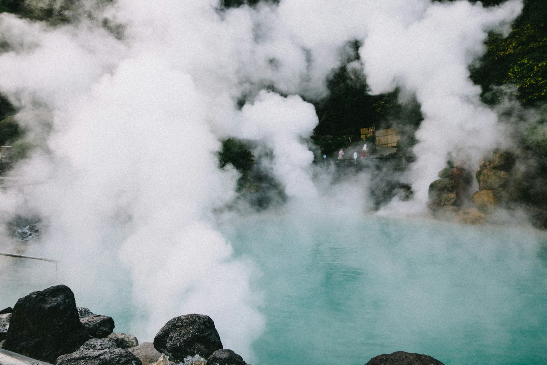 Hot spring rocks steam Japan