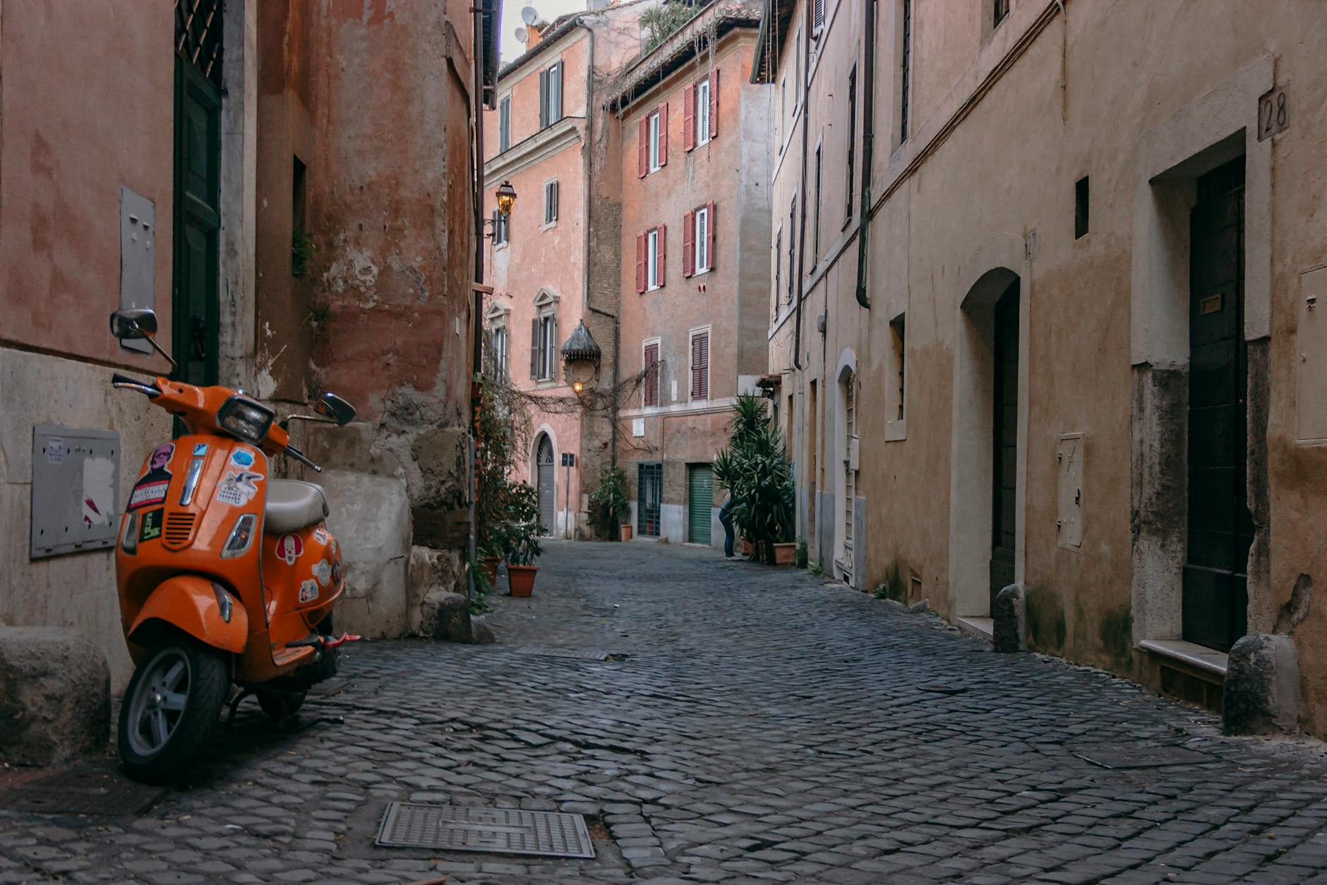 Rome Trastevere neighborhood narrow street