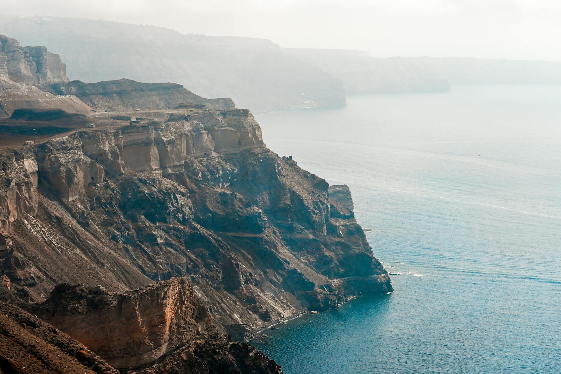 Santorini caldera cliff Fira